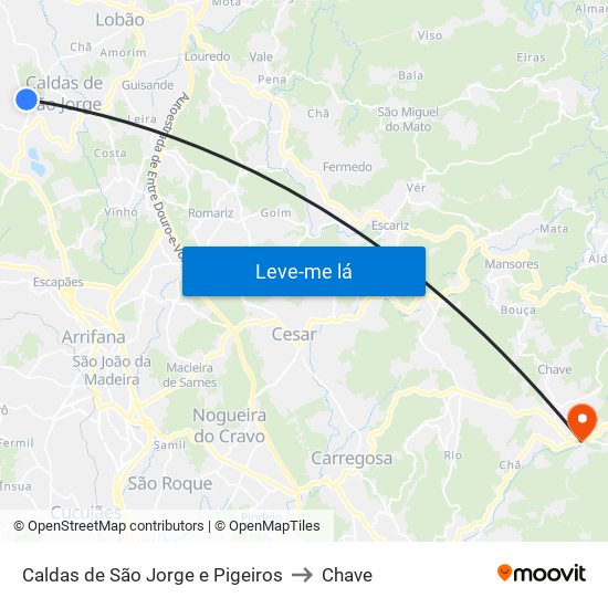 Caldas de São Jorge e Pigeiros to Chave map