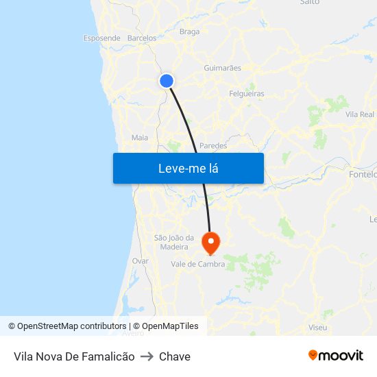 Vila Nova De Famalicão to Chave map