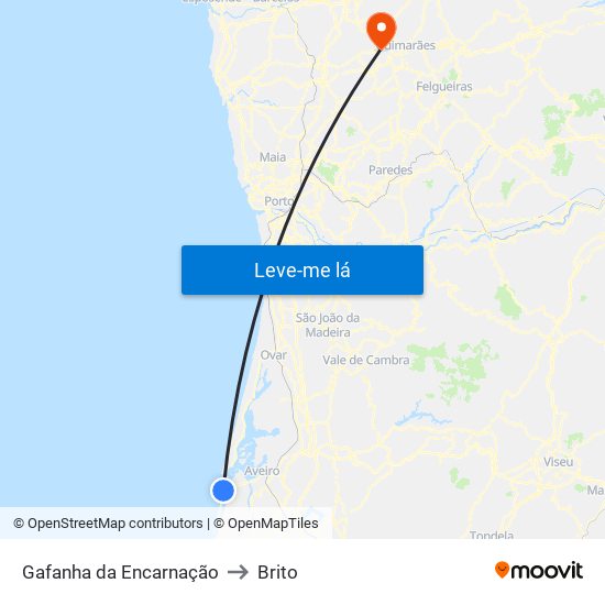 Gafanha da Encarnação to Brito map