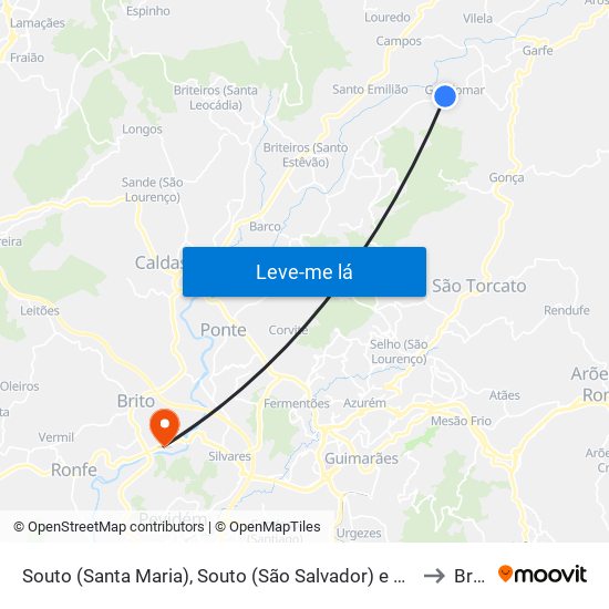 Souto (Santa Maria), Souto (São Salvador) e Gondomar to Brito map