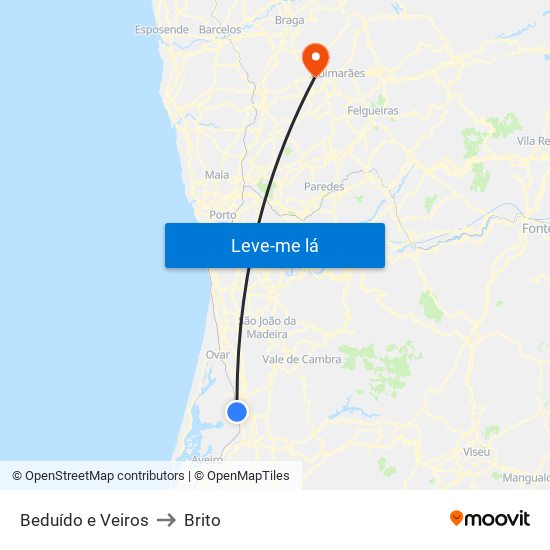 Beduído e Veiros to Brito map