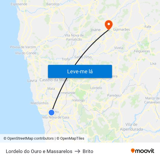 Lordelo do Ouro e Massarelos to Brito map