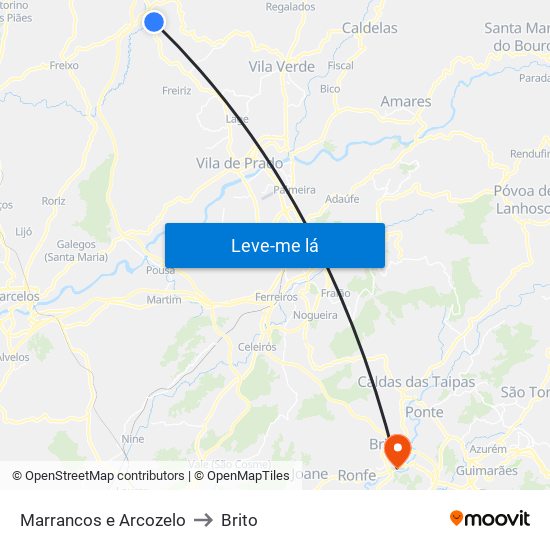 Marrancos e Arcozelo to Brito map