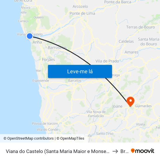 Viana do Castelo (Santa Maria Maior e Monserrate) e Meadela to Brito map