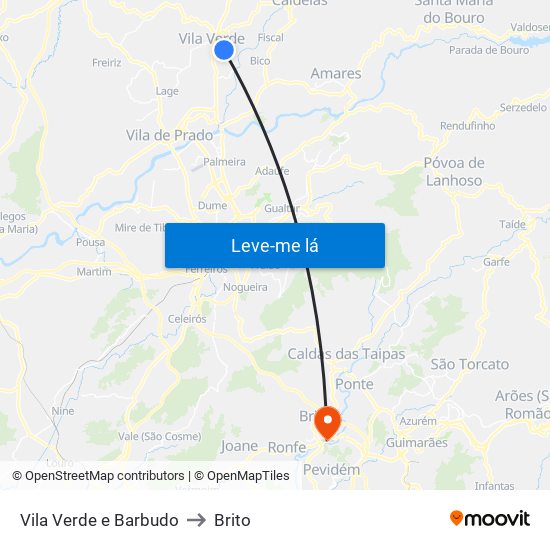 Vila Verde e Barbudo to Brito map