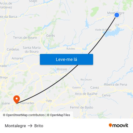 Montalegre to Brito map