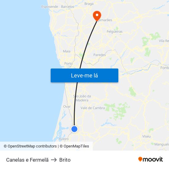 Canelas e Fermelã to Brito map