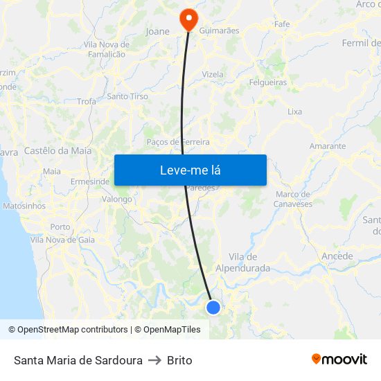 Santa Maria de Sardoura to Brito map