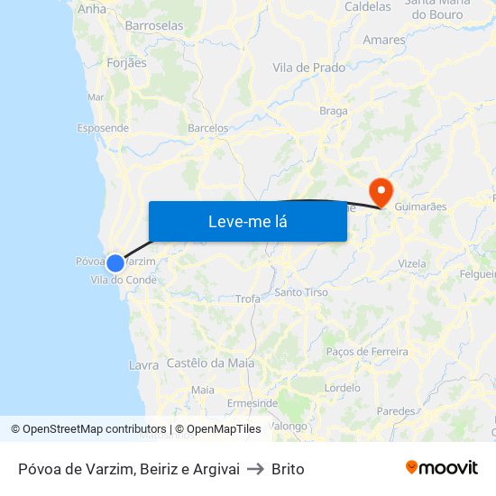 Póvoa de Varzim, Beiriz e Argivai to Brito map