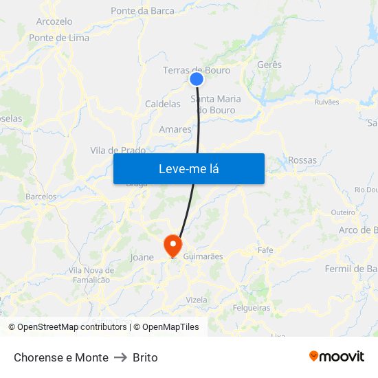 Chorense e Monte to Brito map