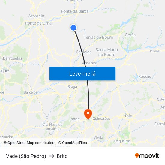 Vade (São Pedro) to Brito map