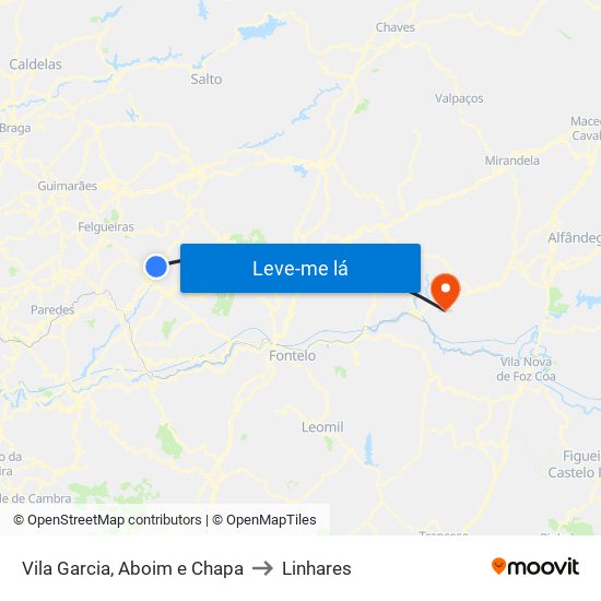 Vila Garcia, Aboim e Chapa to Linhares map