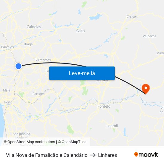 Vila Nova de Famalicão e Calendário to Linhares map