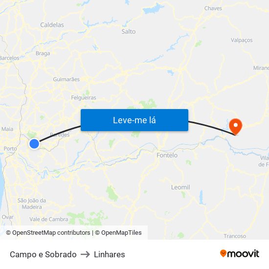 Campo e Sobrado to Linhares map