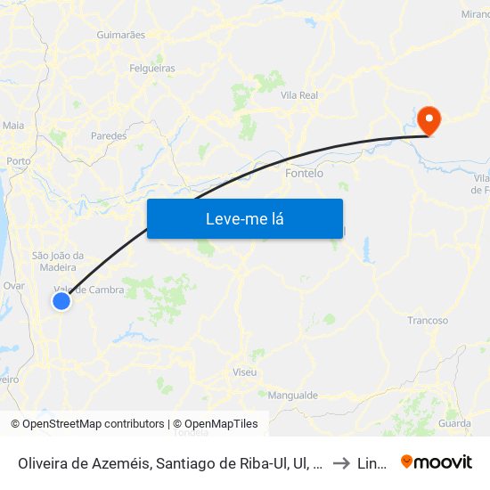 Oliveira de Azeméis, Santiago de Riba-Ul, Ul, Macinhata da Seixa e Madail to Linhares map