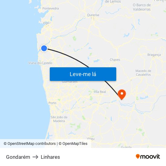 Gondarém to Linhares map