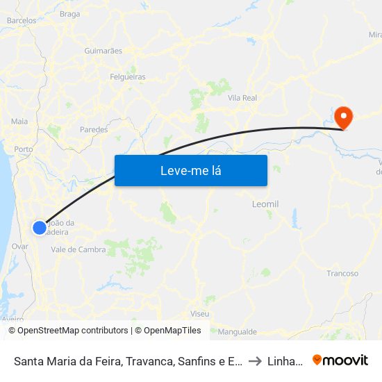 Santa Maria da Feira, Travanca, Sanfins e Espargo to Linhares map