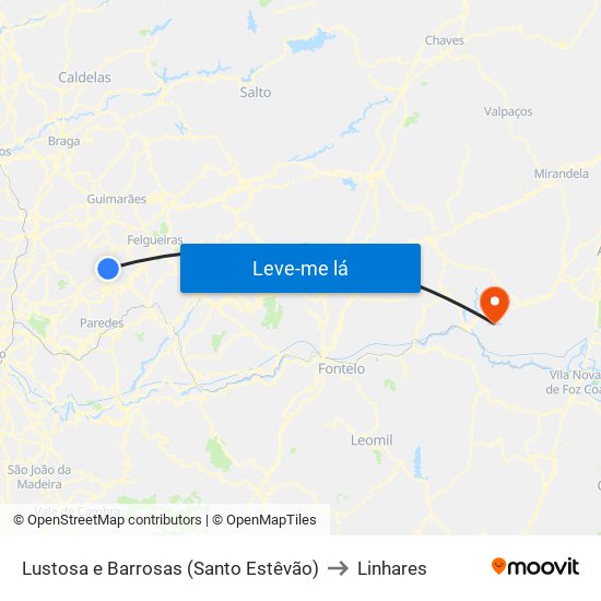 Lustosa e Barrosas (Santo Estêvão) to Linhares map