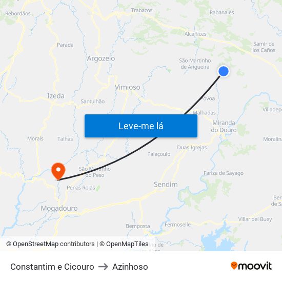 Constantim e Cicouro to Azinhoso map
