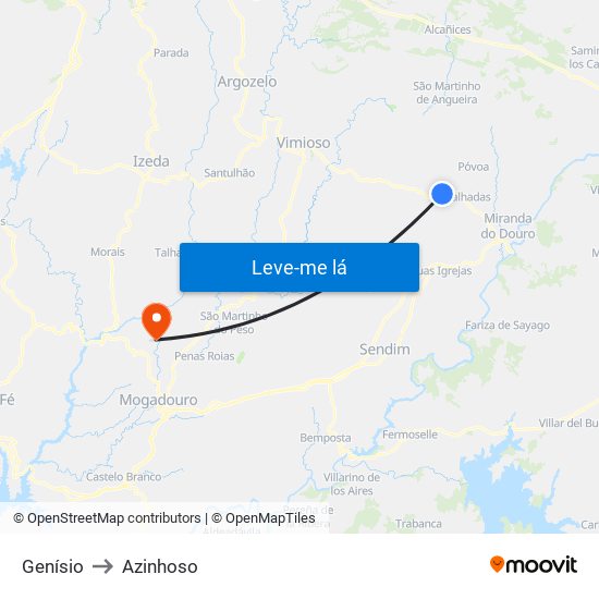 Genísio to Azinhoso map