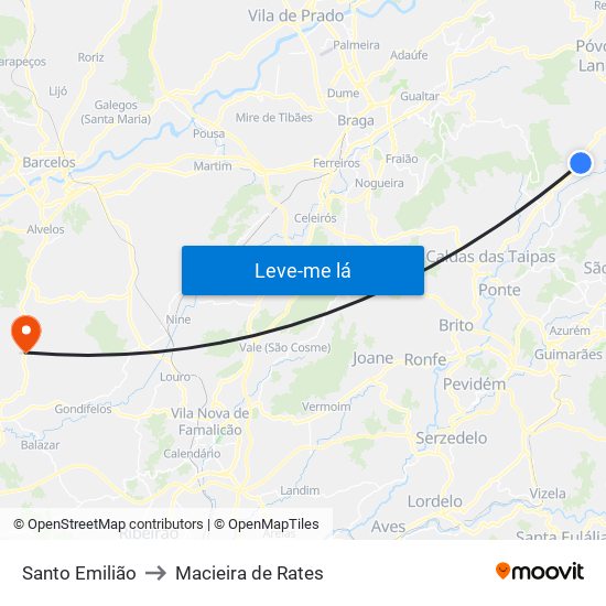 Santo Emilião to Macieira de Rates map
