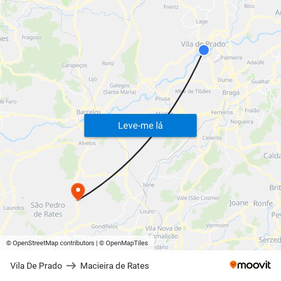 Vila De Prado to Macieira de Rates map