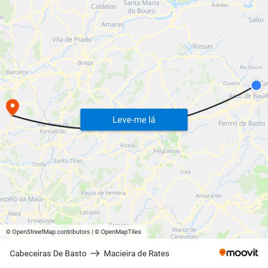Cabeceiras De Basto to Macieira de Rates map
