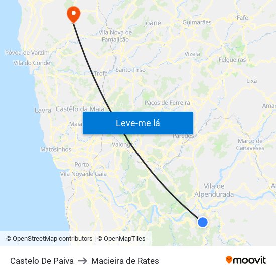 Castelo De Paiva to Macieira de Rates map