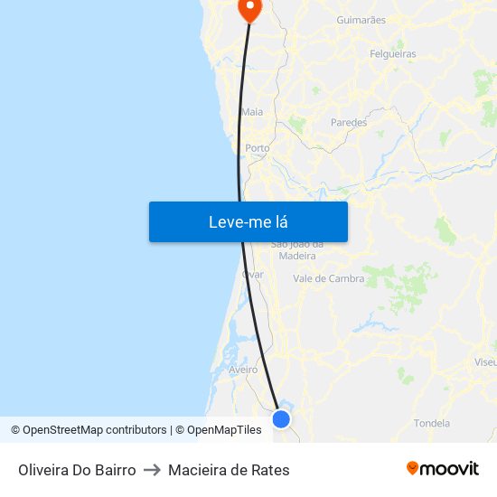 Oliveira Do Bairro to Macieira de Rates map