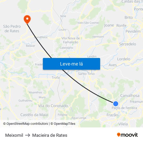 Meixomil to Macieira de Rates map
