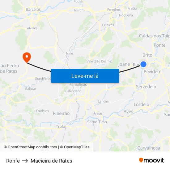 Ronfe to Macieira de Rates map