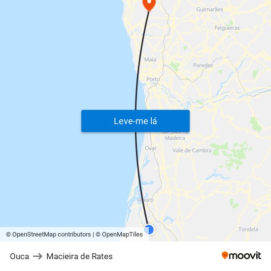 Ouca to Macieira de Rates map