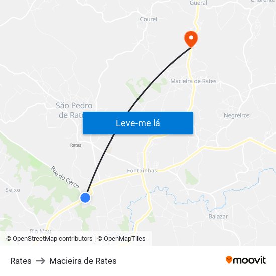 Rates to Macieira de Rates map