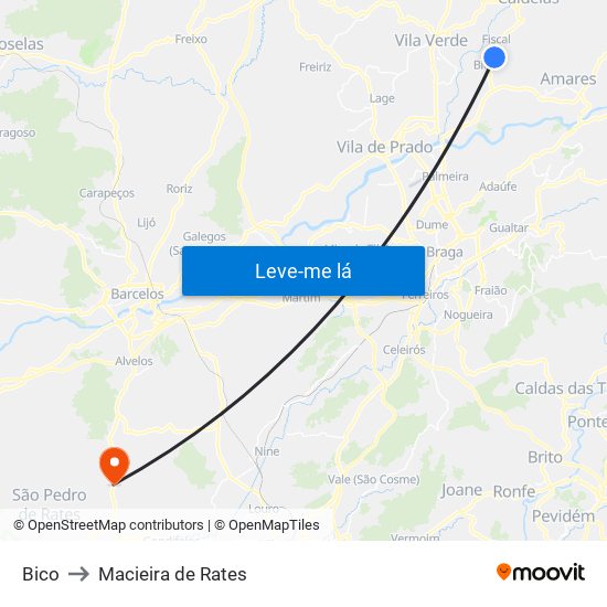 Bico to Macieira de Rates map