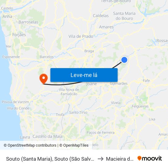 Souto (Santa Maria), Souto (São Salvador) e Gondomar to Macieira de Rates map