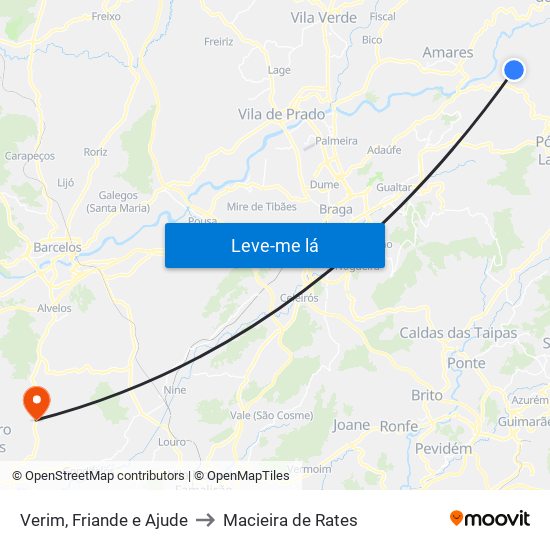 Verim, Friande e Ajude to Macieira de Rates map