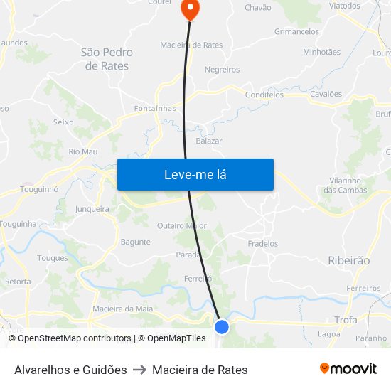 Alvarelhos e Guidões to Macieira de Rates map