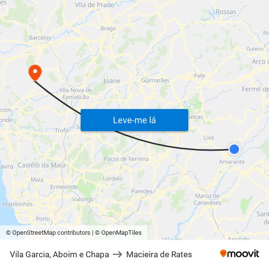 Vila Garcia, Aboim e Chapa to Macieira de Rates map