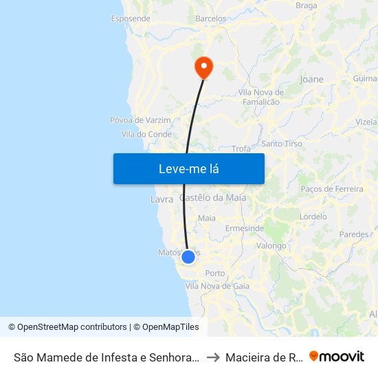 São Mamede de Infesta e Senhora da Hora to Macieira de Rates map