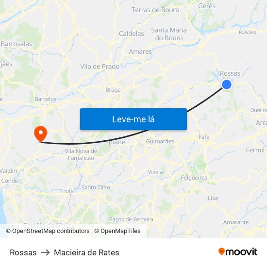 Rossas to Macieira de Rates map