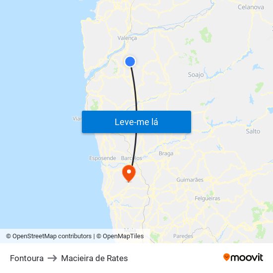 Fontoura to Macieira de Rates map