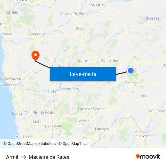 Armil to Macieira de Rates map