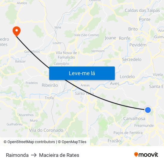 Raimonda to Macieira de Rates map