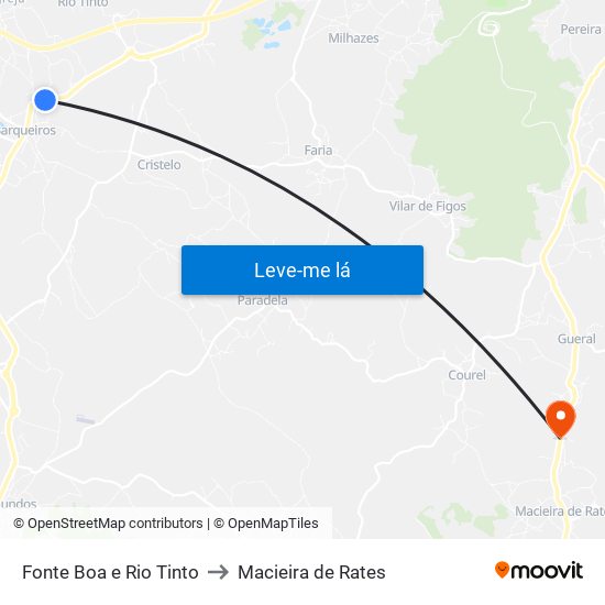 Fonte Boa e Rio Tinto to Macieira de Rates map