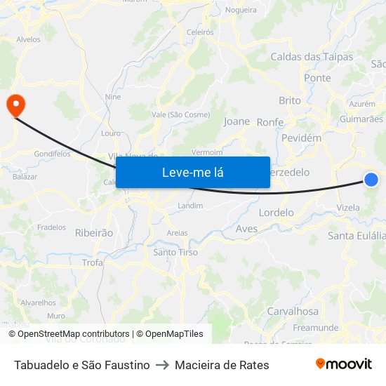 Tabuadelo e São Faustino to Macieira de Rates map