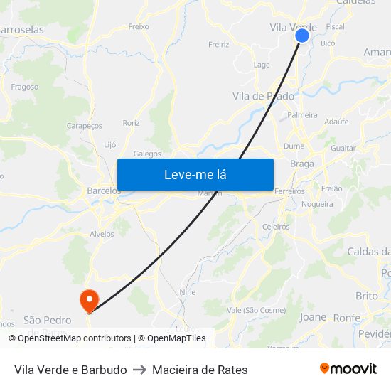 Vila Verde e Barbudo to Macieira de Rates map