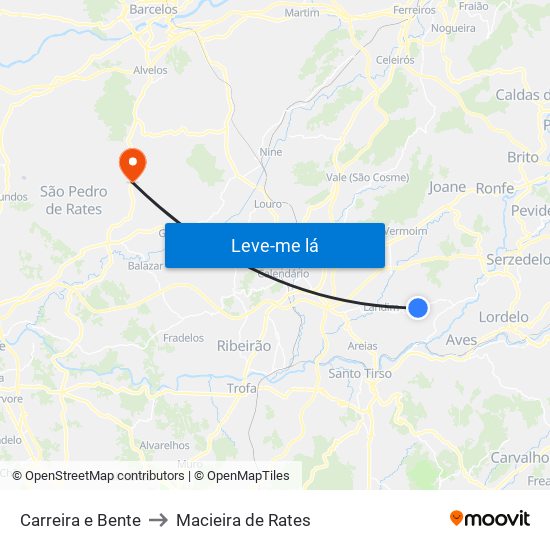 Carreira e Bente to Macieira de Rates map