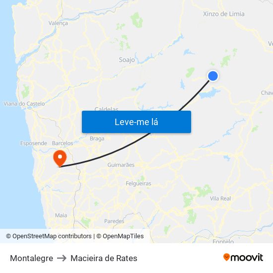 Montalegre to Macieira de Rates map