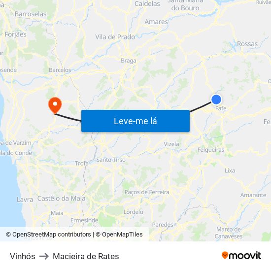 Vinhós to Macieira de Rates map