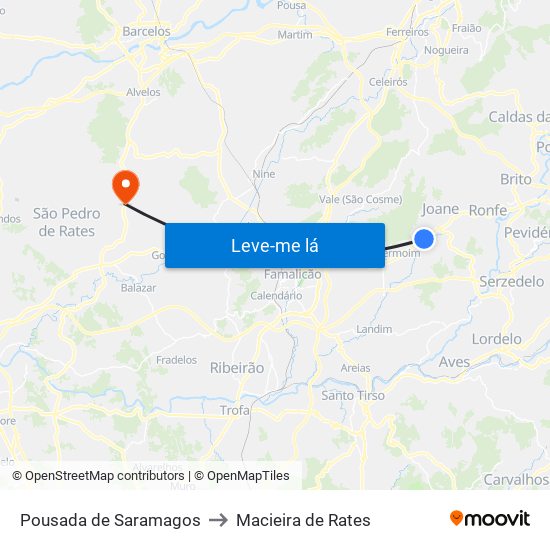 Pousada de Saramagos to Macieira de Rates map